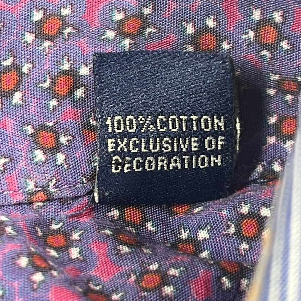 Robert Graham Button Front Shirt Mens Large Blue Striped Floral Embroidered L - Picture 12 of 12